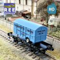 Wagon UFR Mono-Porteur noir avec roues pleines + Remorque Fourgon TRANSPORTS PAVESI SNCF EP III HO REE WB-648