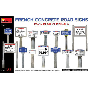 Panneaux routiers français en béton 1930-40's. Région Parisienne WWII 1/35 MiniArt 35659 - Maketis
