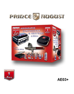 Air Premium Mallette Aerographe Compresseur + Ultra Cleaner Prince August AE03+