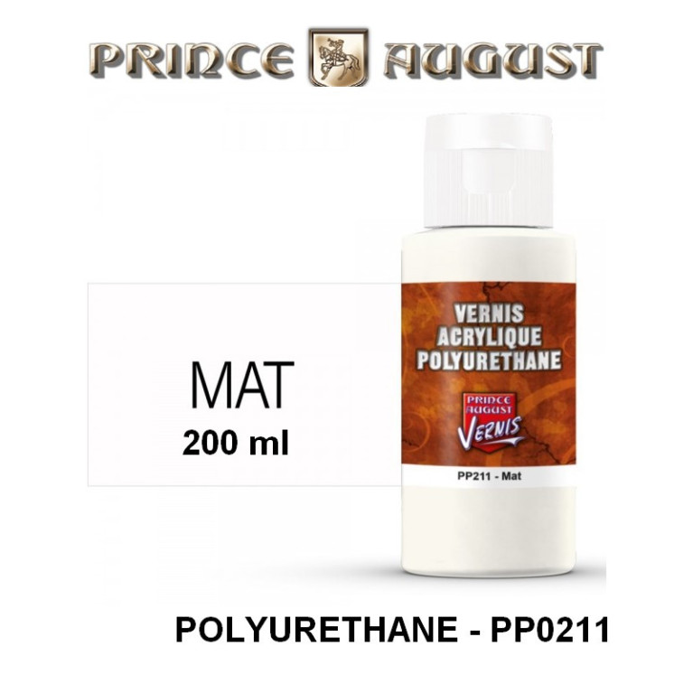 Vernis Mat 200ml Prince August Polyurethane PAPP0211 - MAKETIS Vernis Mat 200ml Prince August Polyurethane PAPP0211 - MAKETIS