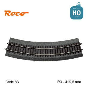Rail courbe RocoLine  ballastée R3 419.6mm code 83 HO Roco 42523