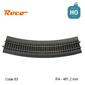 Rail courbe RocoLine ballastée R4 481.2mm code 83 HO Roco 42524