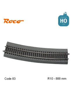 Rail courbe RocoLine ballastée R10 888mm code 83 HO Roco 42528 - MAKETIS