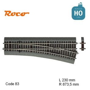 Aiguillage à droite Roco-Line ballastée R873,5mm 15° Code 83 HO Roco 42533 - MAKETIS