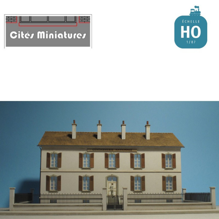 Bâtiment public (Gendarmerie, Ecole) R+1 Demi Profondeur – Echelle HO Cités Miniatures BV-041-1-HO - MAKETIS