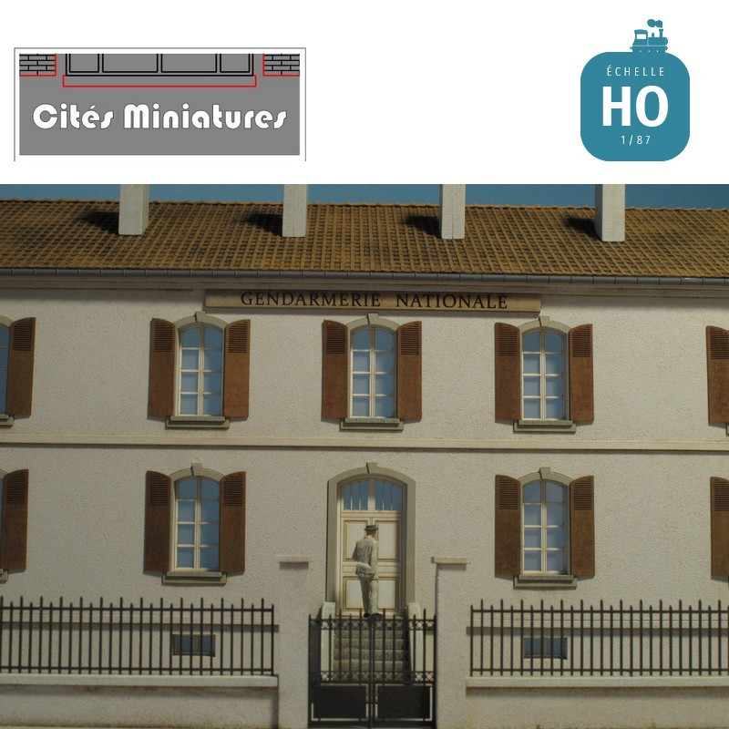 Bâtiment public (Gendarmerie, Ecole) R+1 Demi Profondeur – Echelle HO Cités Miniatures BV-041-1-HO - MAKETIS