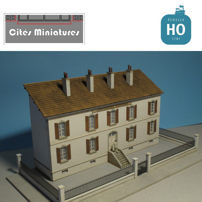 Bâtiment public (Gendarmerie, Ecole) R+1 Demi Profondeur – Echelle HO Cités Miniatures BV-041-1-HO - MAKETIS Bâtiment public (Gendarmerie, Ecole) R+1 Demi Profondeur – Echelle HO Cités Miniatures BV-041-1-HO - MAKETIS