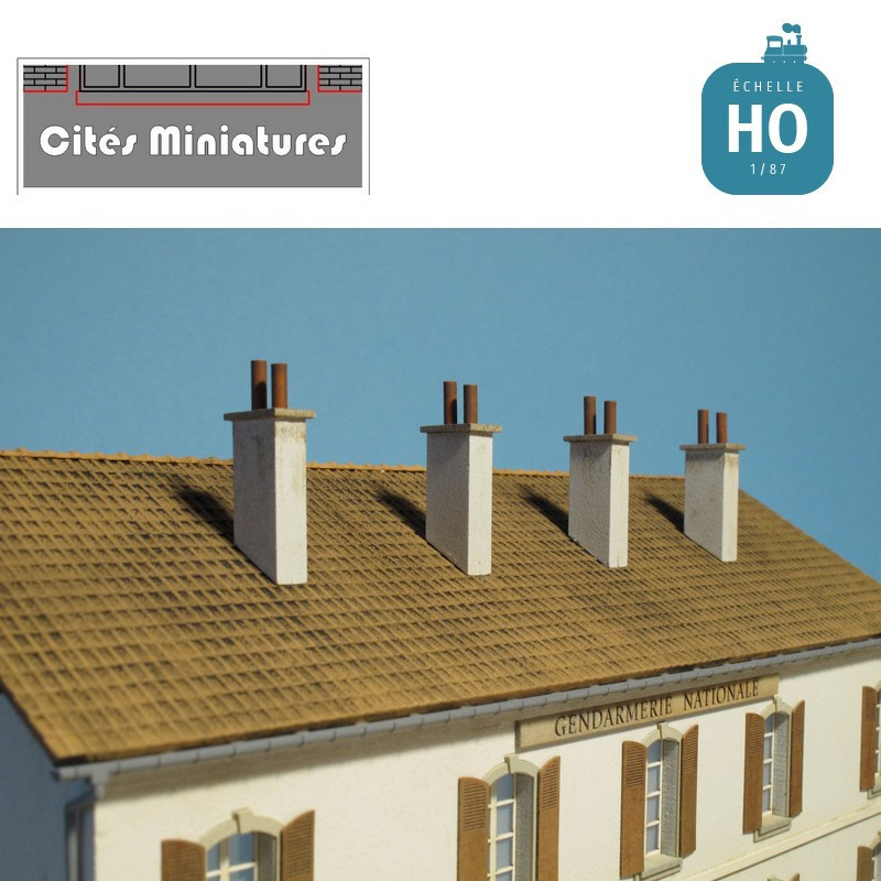 Bâtiment public (Gendarmerie, Ecole) R+1 Demi Profondeur – Echelle HO Cités Miniatures BV-041-1-HO - MAKETIS