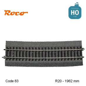 Rail courbe RocoLine ballastée  R20 1962mm code 83 HO Roco 42530
