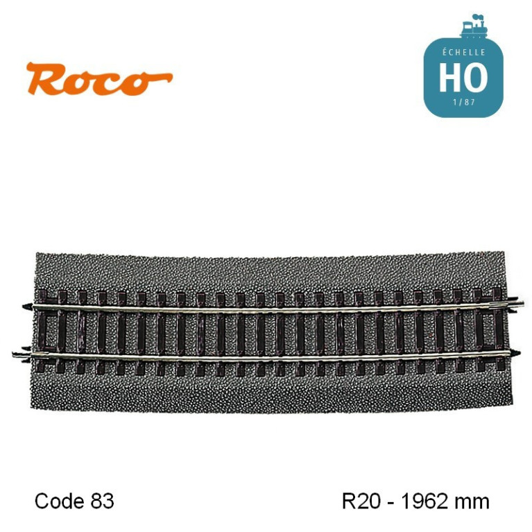 Rail courbe RocoLine ballastée R20 1962mm code 83 HO Roco 42530 Rail courbe RocoLine ballastée R20 1962mm code 83 HO Roco 42530