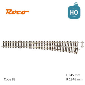 Aiguillage à droite Roco-Line R345mm 10° Code 83 HO Roco 42489 - Maketis