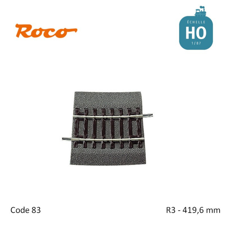 Rail courbe Roco-Line ballastée R3 1/4 419,6 mm code 83 HO Roco 42509 - Maketis Rail courbe Roco-Line ballastée R3 1/4 419,6 mm code 83 HO Roco 42509 - Maketis