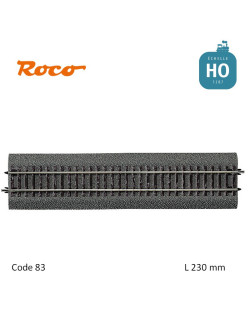 Rail droit Roco-Line ballastée G1 230mm Code 83 HO Roco 42510 - Maketis