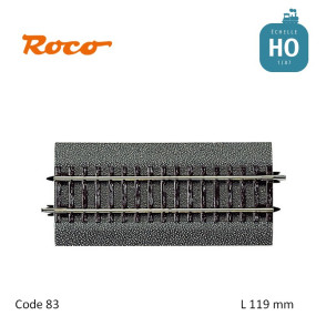 Rail droit Roco-Line ballastée DG1 119 mm Code 83 HO Roco 42511 - Maketis