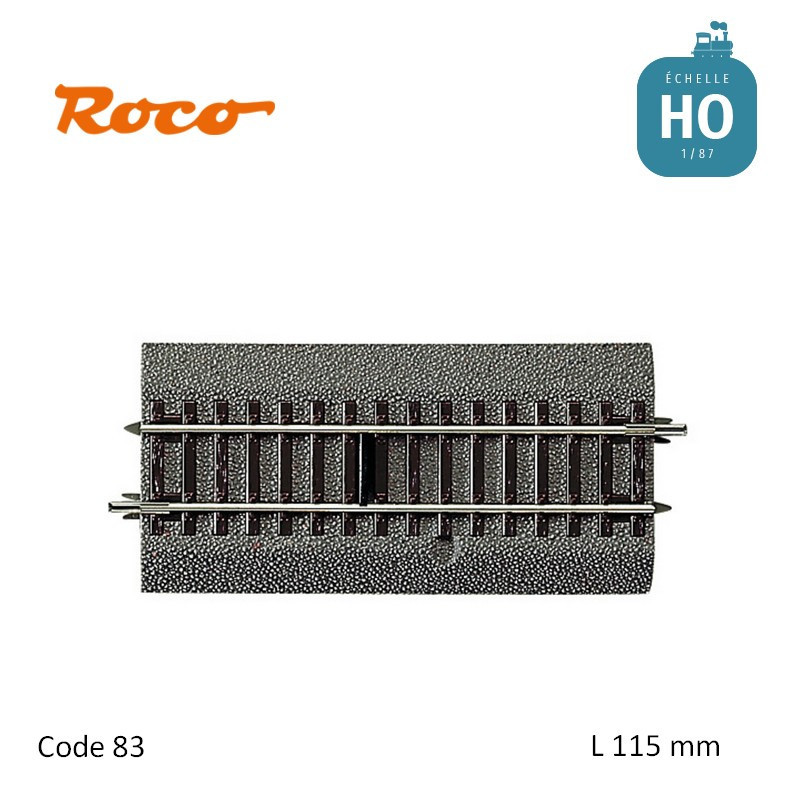 Rail droit Roco-Line ballastée L115mm avec interrupteur Code 83 HO Roco 42518 - Maketis
