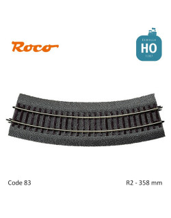 Rail courbe Roco-Line ballastée R2 358 mm code 83 HO Roco 42522 - Maketis