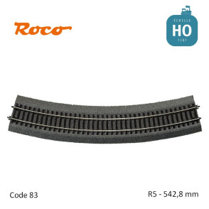 Rail courbe Roco-Line ballastée R5 542.8mm code 83 HO Roco 42525 - Maketis