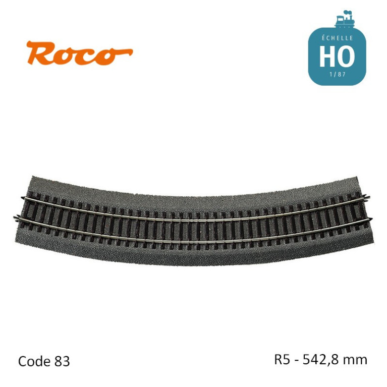 Rail courbe Roco-Line ballastée R5 542.8mm code 83 HO Roco 42525 - Maketis Rail courbe Roco-Line ballastée R5 542.8mm code 83 HO Roco 42525 - Maketis
