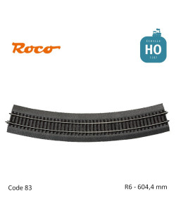 Rail courbe Roco-Line ballastée R6 604.4mm code 83 HO Roco 42526 - Maketis