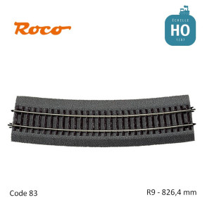 Rail courbe Roco-Line ballastée R9 826.4mm code 83 HO Roco 42527 - Maketis