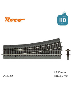 Aiguillage à gauche Roco-Line ballastée R873,5mm 15° Code 83 HO Roco 42532 - Maketis