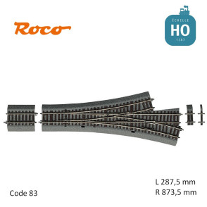 Aiguillage triple asymétrique Roco-Line ballastée R873,5mm 15° Code 83 HO Roco 42543 - Maketis
