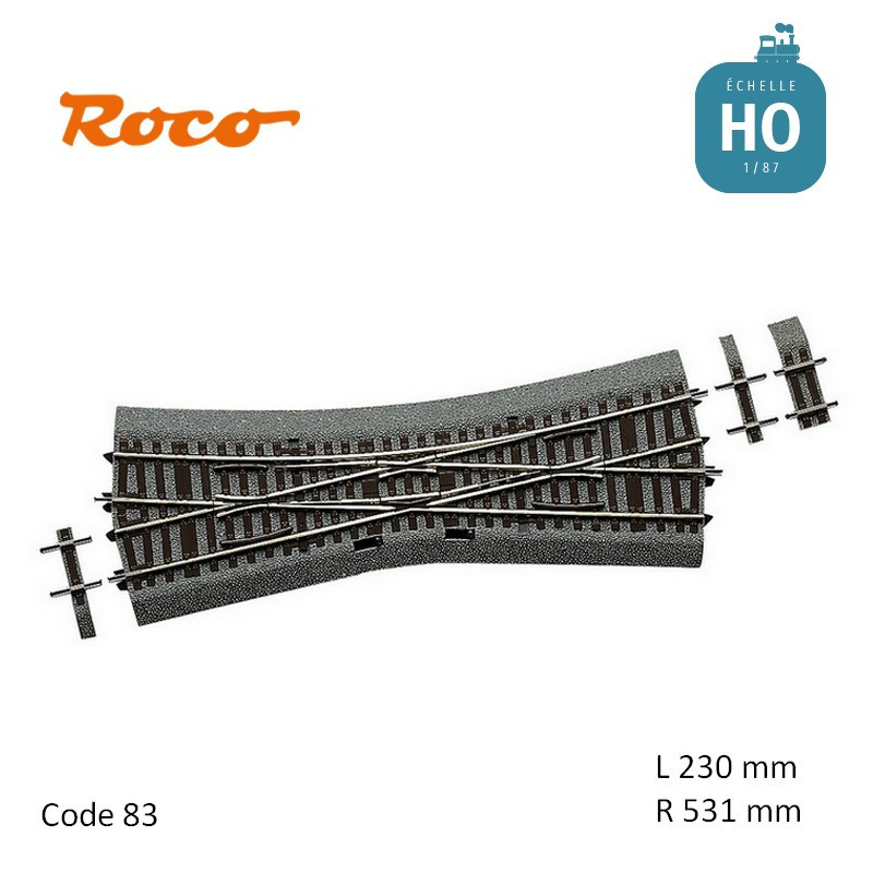 Traversée jonction simple EKW15 15° R531 L 230 mm Roco-Line ballastée Code 83 HO 42546 - Maketis