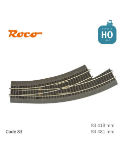 Aiguillage courbe à gauche Roco-Line ballastée R3/R4 R419/481mm 30° Code 83 HO Roco 42572 - Maketis