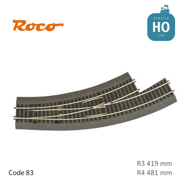 Aiguillage courbe à gauche Roco-Line ballastée R3/R4 R419/481mm 30° Code 83 HO Roco 42572 - Maketis Aiguillage courbe à gauche Roco-Line ballastée R3/R4 R419/481mm 30° Code 83 HO Roco 42572 - Maketis