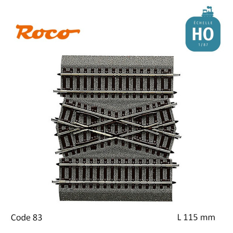 Pièce centrale pour jonction voie double L115 Roco-Line ballastée Code 83 HO Roco 42598 - Maketis