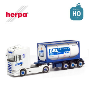 Tracteur Scania CS 20 HD et conteneur-citerne "BBLogistics" HO Herpa 313162  - Maketis