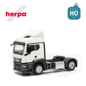 Tracteur Man TGS TM  blanc sans déflecteurs HO Herpa 314596  - Maketis