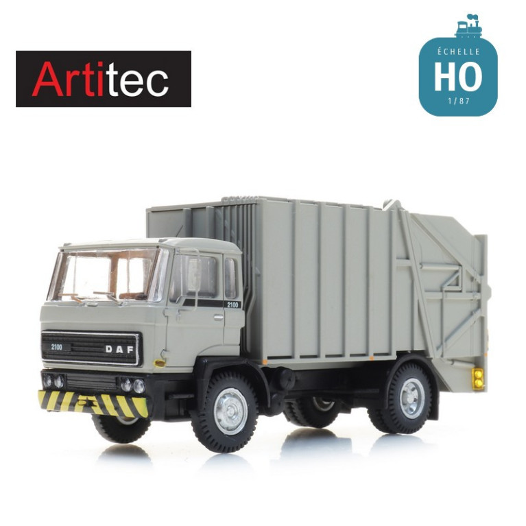 Camion DAF à ordures ménagères Cabine B gris HO Artitec 487.052.14 - Maketis Camion DAF à ordures ménagères Cabine B gris HO Artitec 487.052.14 - Maketis