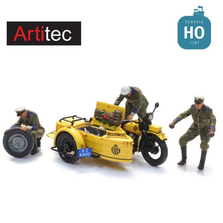 Side-car d'assistance routière ANWB avec figurines en Kit HO Artitec 10.398 - Maketis