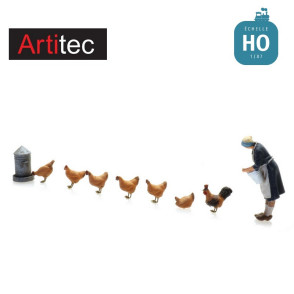Fermière avec 7 poules HO Artitec 387.514 - Maketis