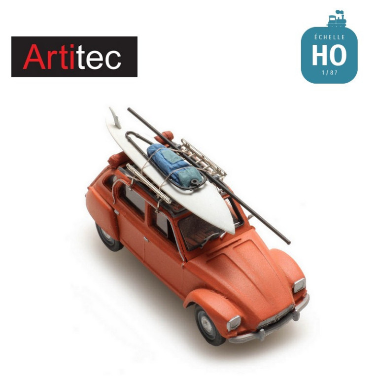 Porte-bagages de toit avec planche de surf HO Artitec 387.552 - Maketis Porte-bagages de toit avec planche de surf HO Artitec 387.552 - Maketis