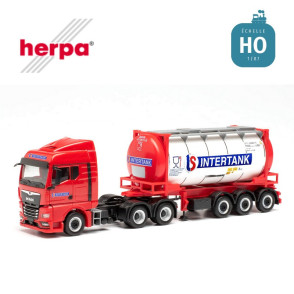 Tracteur Man TGX GM 6×4 et semi-remorque pour conteneurs "Intertank" HO Herpa 314541 - Maketis