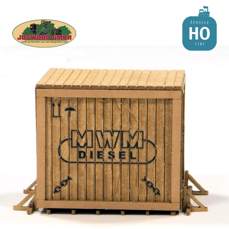 Petites caisses en bois avec cadre "MWM Diesel" HO Joswood 40196 - Maketis