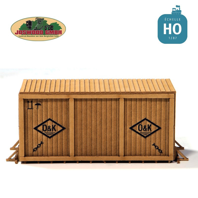 Caisse en bois avec cadre "O&K" HO Joswood 40417 - Maketis