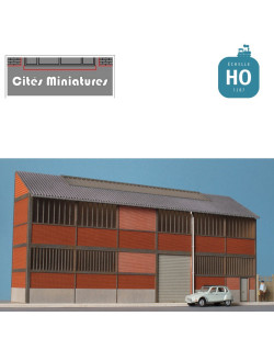 Usine – Entrepôt brique R+1 faible profondeur – Echelle HO Cités Miniatures BV-007-1-HO - MAKETIS