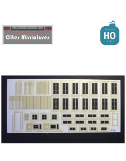 Portes, fenêtres, volets métal maison de ville (x12) HO Cités miniatures ED-016m-HO - MAKETIS