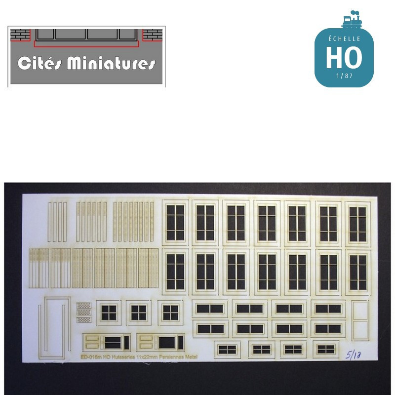 Portes, fenêtres, volets métal maison de ville (x12) HO Cités miniatures ED-016m-HO - MAKETIS