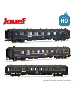 Coffret 3 voitures "Train bleu" 1 voiture restaurant 1 wagon-lits Lx et 1 voiture Pullman Ws Ep III HO Jouef HJ4163 - Maketis
