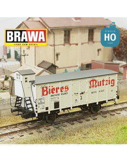 Wagon couvert Hlf "Bières Mutzig” SNCF Ep III HO Brawa 49848 - Maketis