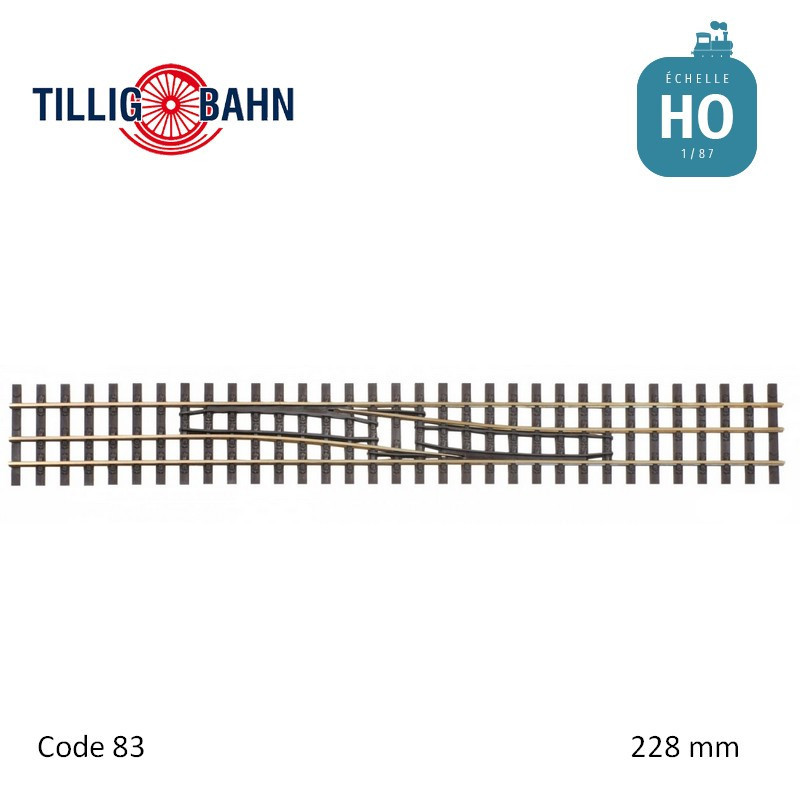 Coupon de changement de voie gauche/droite H0-H0e Elite 228 mm Tillig 85185 - Maketis