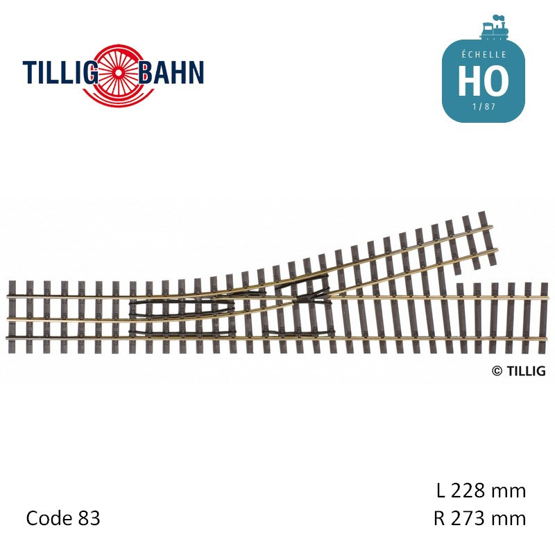 Right points H0-H0e, length 228 mm H0 Tillig 85182 - Maketis