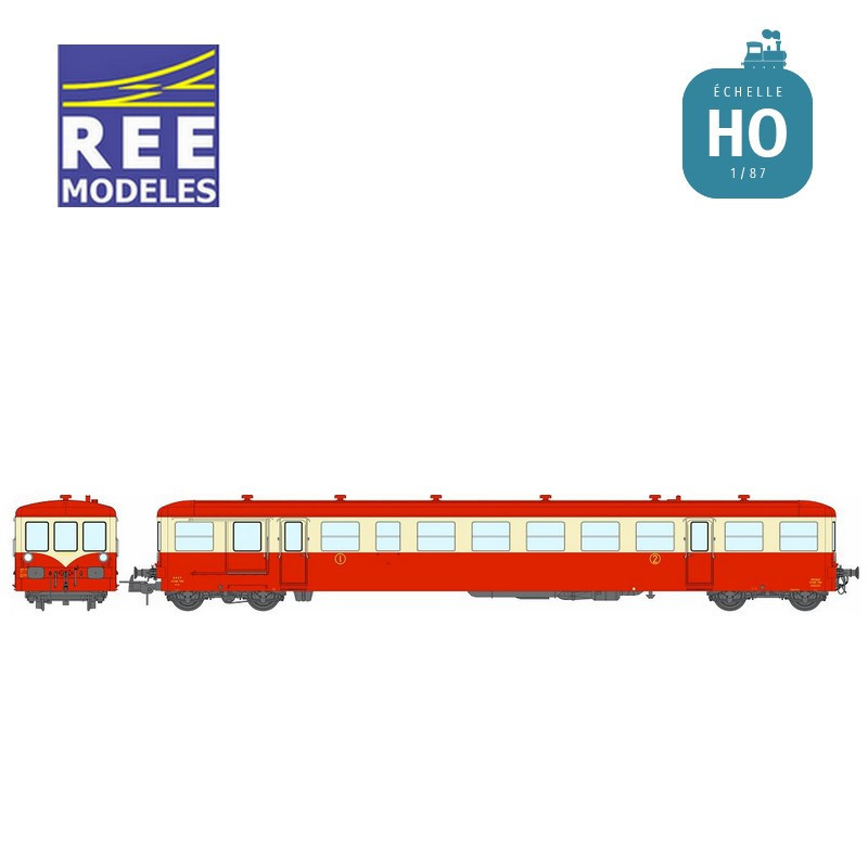 Remorque autorail XR-7360 Sotteville petite Rouge/Crème toit rouge SNCF EP IV HO REE VB-446-Maketis