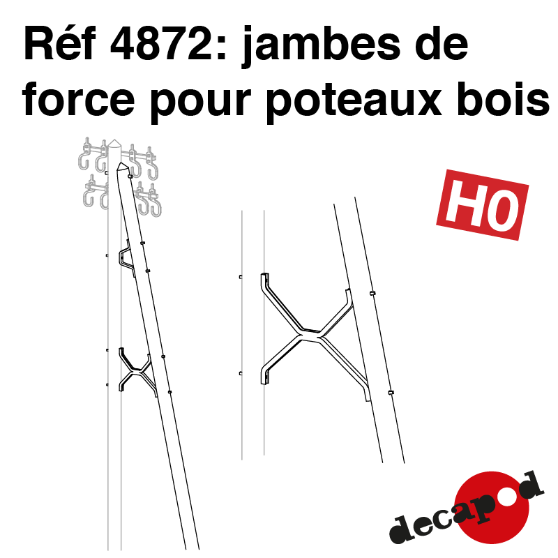 Struts for wooden posts [HO] Decapod 4872 - Maketis