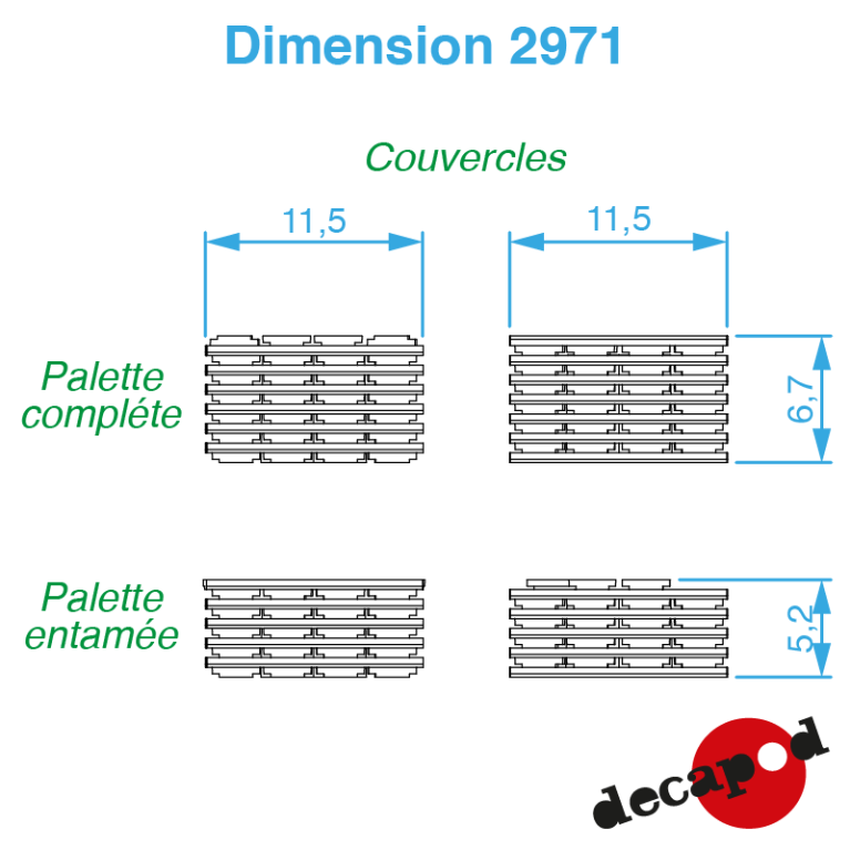 Palettes de caniveaux MM (4 pcs) HO Decapod 2971 - Maketis