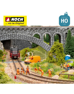 Module son "Chantier sur la voie ferrée" et 6 figurines HO Noch 12801 - Maketis